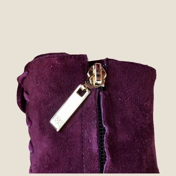$349 Vero Cuoio Plum/Burgundy Genuine Leather/Suede LaceUp Stiletto Ankle Bootie - Picture 7 of 11